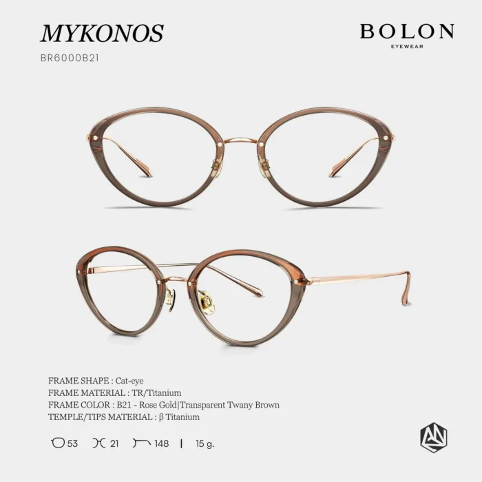 กรอบแว่นตา BOLON S/S 2026 รุ่น MYKONOS BR6000 ทรง Cat-eye ดีไซน์วินเทจผสมโมเดิร์น ของแท้ รับประกัน 1 ปี - Image 6