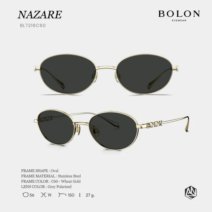แว่นกันแดด BOLON S/S 2026 รุ่น NAZARE BL7216 ทรง Oval ดีไซน์เรียบหรู โลหะบางเบา ของแท้ รับประกัน 1 ปี - Image 6