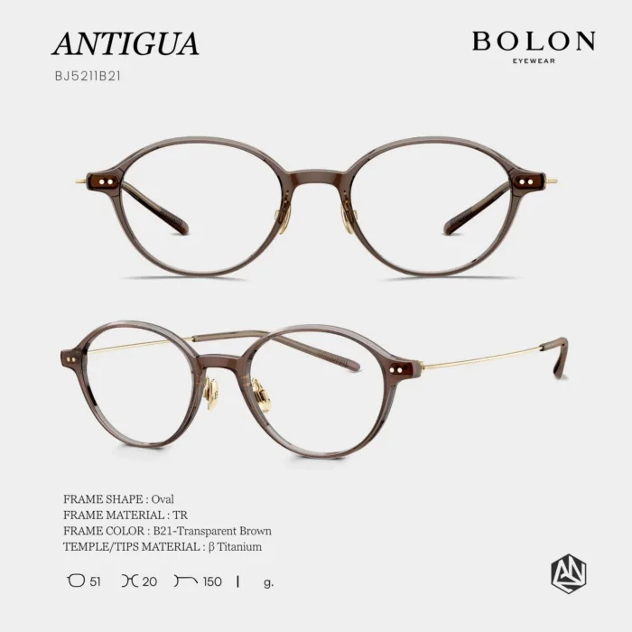 กรอบแว่นตา BOLON S/S 2026 รุ่น ANTIGUA BJ5211 ทรง Oval น้ำหนักเบาพิเศษ ดีไซน์เรียบหรู ของแท้ รับประกัน 1 ปี - Image 6