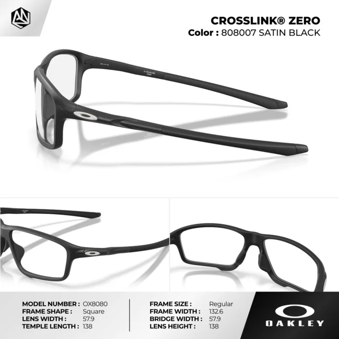 กรอบแว่นตา OAKLEY OX8080 CROSSLINK ZERO เบาพิเศษ ปรับขาได้ ของแท้รับประกัน 2 ปี - Image 7