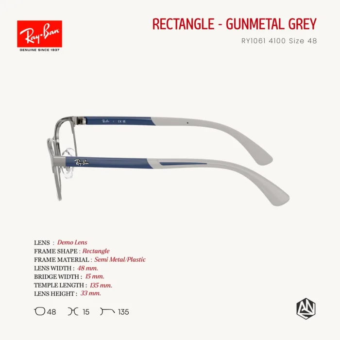 RayBan Junior RY1061 Size 48 กรอบแว่นตาเด็ก ทรง Rectangle - Image 4