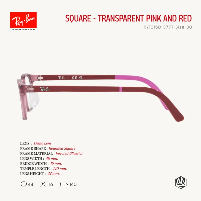 RayBan Junior RY1615D - กรอบแว่นตาสำหรับเด็ก SIZE 48 - Image 4