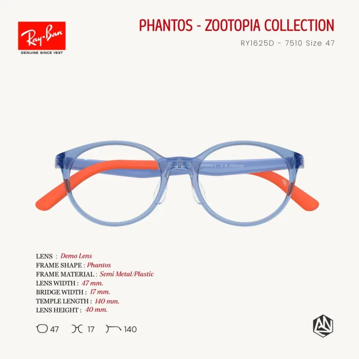Ray-Ban x Disney Zootopia RY1625D Size 47 กรอบแว่นตาเด็ก ทรง Phantos - Image 5