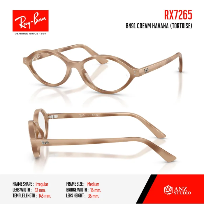 Ray-Ban RX7265 กรอบแว่นตาสายตา ทรง Irregular Oval - Image 7