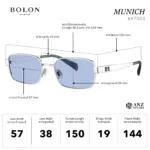แว่นกันแดด BOLON S/S 2026 รุ่น MUNICH BX7003 ทรง Rectangle ดีไซน์โมเดิร์นคมชัด น้ำหนักเบา ของแท้ รับประกัน 1 ปี - Image 3