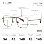 กรอบแว่นตา BOLON S/S 2026 รุ่น SEATTLE BA7068 ทรง Polygon ดีไซน์คมชัด น้ำหนักเบา ของแท้ รับประกัน 1 ปี - Image 3