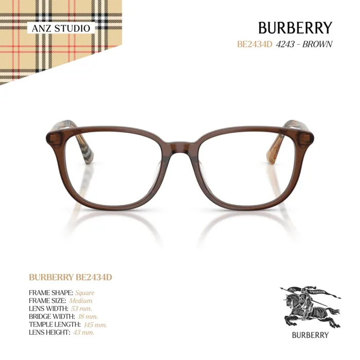 กรอบแว่นตา BURBERRY รุ่น BE2434D ทรง Square ลาย Burberry Check ของแท้ รับประกัน 2 ปี - Image 10