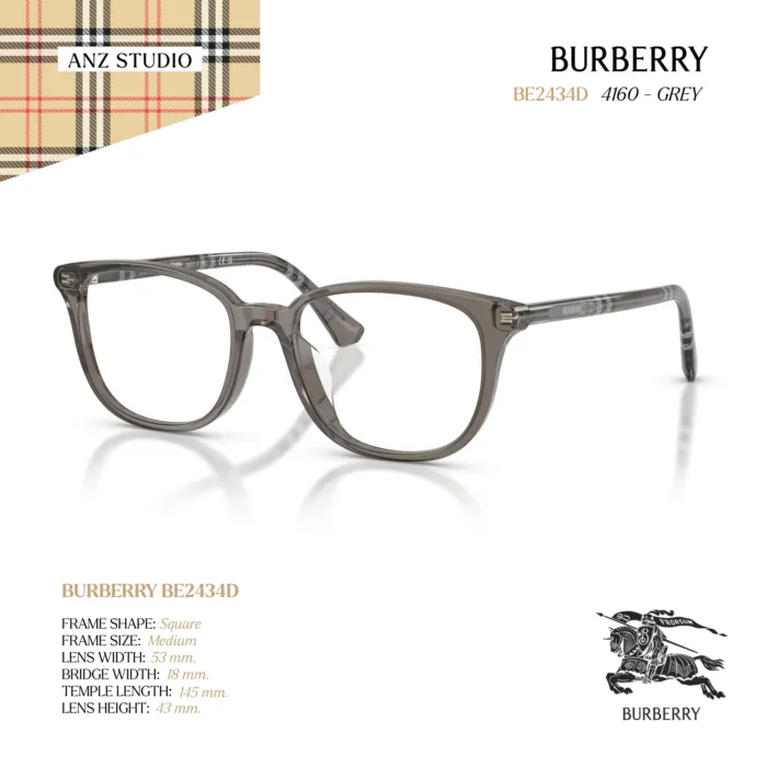 กรอบแว่นตา BURBERRY รุ่น BE2434D ทรง Square ลาย Burberry Check ของแท้ รับประกัน 2 ปี - Image 3