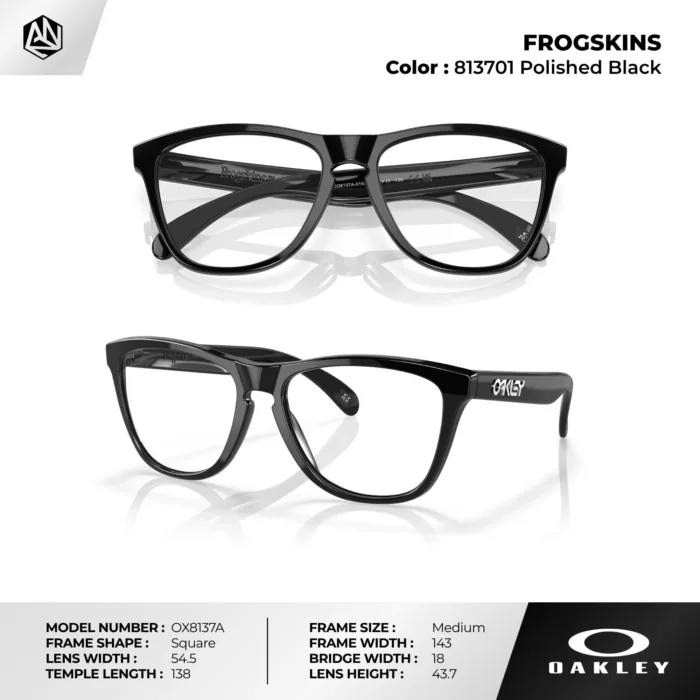 กรอบแว่นตา OAKLEY OX8137A FROGSKINS RX ทรงสี่เหลี่ยม เบาพิเศษ Low Bridge Fit ของแท้รับประกัน 2 ปี - Image 3