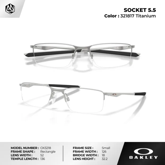 กรอบแว่นตา OAKLEY OX3218 SOCKET 5.5 กรอบกึ่งไร้ขอบ เบาพิเศษ โลหะแข็งแรง ของแท้รับประกัน 2 ปี - Image 3
