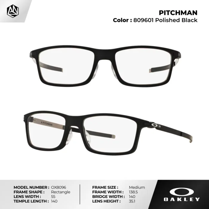 กรอบแว่นตา OAKLEY OX8096 PITCHMAN ทรงสี่เหลี่ยม เบาพิเศษ ขาเหล็ก Hollowpoint ของแท้รับประกัน 2 ปี - Image 3