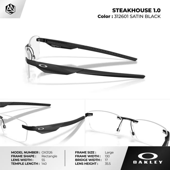กรอบแว่นตา OAKLEY OX3126 STEAKHOUSE 1.0 กรอบเจาะเลนส์ เบาพิเศษ โลหะแข็งแรง ของแท้รับประกัน 2 ปี - Image 4