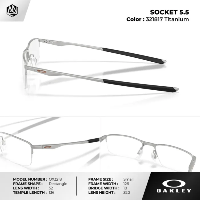 กรอบแว่นตา OAKLEY OX3218 SOCKET 5.5 กรอบกึ่งไร้ขอบ เบาพิเศษ โลหะแข็งแรง ของแท้รับประกัน 2 ปี - Image 4