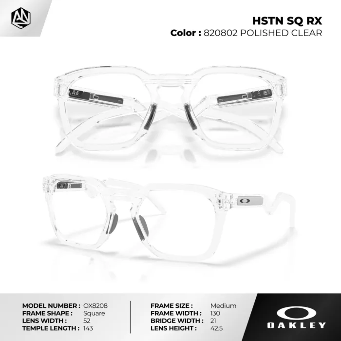 กรอบแว่นตา OAKLEY OX8208 HSTN SQ RX ทรงสี่เหลี่ยม เบาพิเศษ กันลื่น ใส่สบาย ของแท้รับประกัน 2 ปี - Image 5