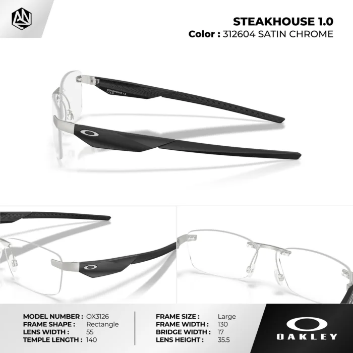 กรอบแว่นตา OAKLEY OX3126 STEAKHOUSE 1.0 กรอบเจาะเลนส์ เบาพิเศษ โลหะแข็งแรง ของแท้รับประกัน 2 ปี - Image 6