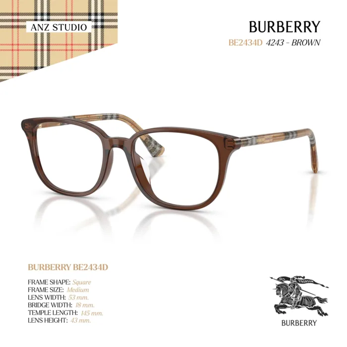 กรอบแว่นตา BURBERRY รุ่น BE2434D ทรง Square ลาย Burberry Check ของแท้ รับประกัน 2 ปี - Image 7