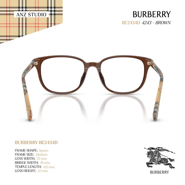 กรอบแว่นตา BURBERRY รุ่น BE2434D ทรง Square ลาย Burberry Check ของแท้ รับประกัน 2 ปี - Image 9
