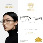 กรอบแว่นตา VERSACE รุ่น VE1308 ทรง Navigator Double Bridge Greca Iconic ของแท้ รับประกัน 2 ปี