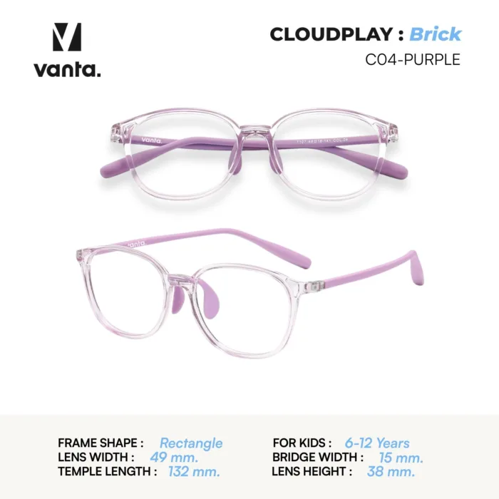 แว่นตากรองแสงสีฟ้าเด็ก vanta. CLOUDPLAY Brick กรอบ TR90 น้ำหนักเบา ใส่สบาย ถนอมสายตา - Image 8