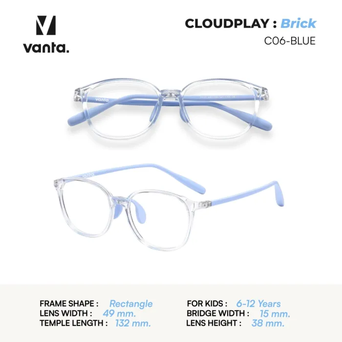 แว่นตากรองแสงสีฟ้าเด็ก vanta. CLOUDPLAY Brick กรอบ TR90 น้ำหนักเบา ใส่สบาย ถนอมสายตา - Image 9