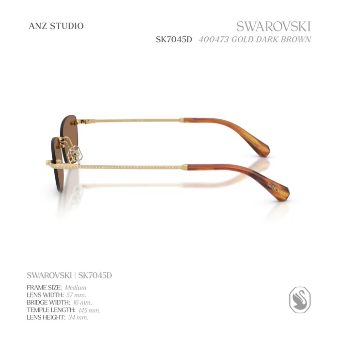แว่นกันแดด SWAROVSKI รุ่น SK7045D กรอบเจาะเลนส์ไร้ขอบ ดีไซน์ Luxury Crystal Sunglasses ของแท้ รับประกัน 2 ปี - Image 5
