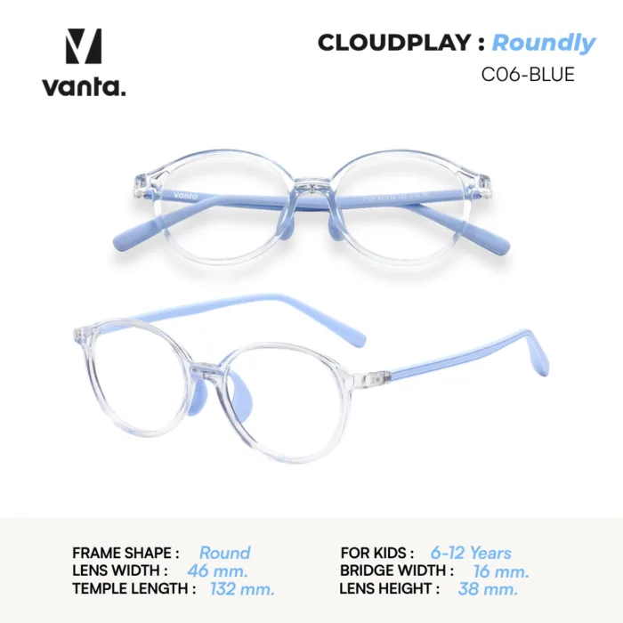 แว่นตากรองแสงสีฟ้าเด็ก vanta. CLOUDPLAY Roundly กรอบ TR90 น้ำหนักเบา ใส่สบาย ถนอมสายตา - Image 9