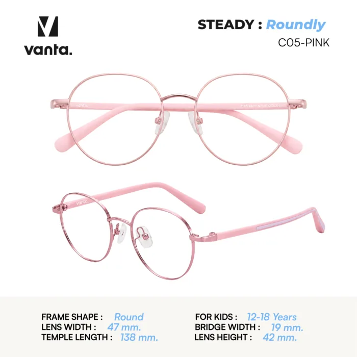 แว่นตากรองแสงสีฟ้า vanta.  STEADY Roundly กรอบ Alloy ผสาน Silicone น้ำหนักเบา Air Cushion ใส่สบาย ถนอมสายตา - Image 7