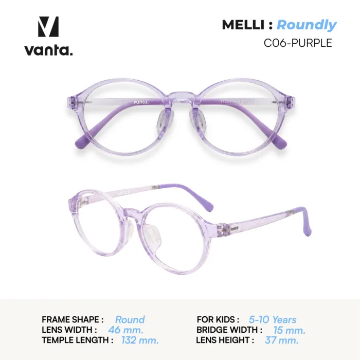 แว่นตากรองแสงสีฟ้าเด็ก vanta. MELLI Roundly กรอบ TR90 น้ำหนักเบา ใส่สบาย ถนอมสายตา - Image 8