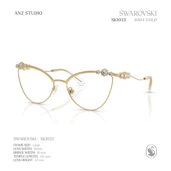 กรอบแว่นตา SWAROVSKI รุ่น SK1033 ทรง Cat Eye เฟรมโลหะประดับคริสตัล ของแท้ รับประกัน 2 ปี - Image 2
