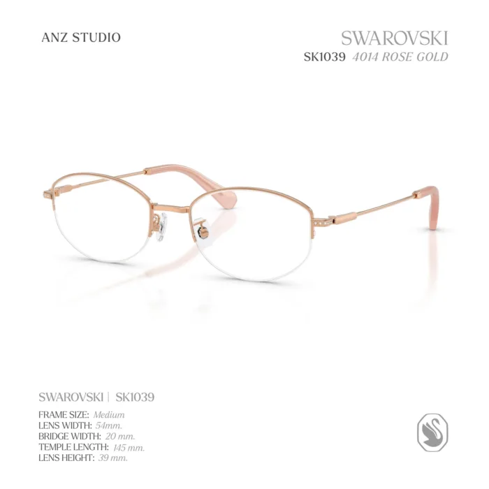 แว่นสายตา SWAROVSKI รุ่น SK1039 กรอบกึ่งไร้ขอบ Rose Gold Luxury Crystal Eyewear ของแท้ รับประกัน 2 ปี - Image 2