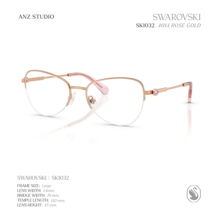 แว่นสายตา SWAROVSKI รุ่น SK1032 กรอบกึ่งไร้ขอบ Rose Gold Crystal Eyewear ของแท้ รับประกัน 2 ปี - Image 2