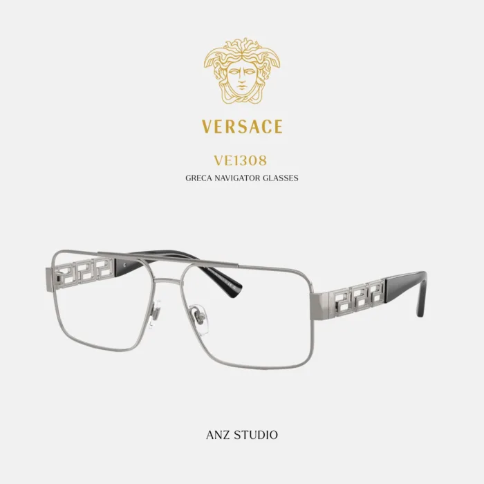 กรอบแว่นตา VERSACE รุ่น VE1308 ทรง Navigator Double Bridge Greca Iconic ของแท้ รับประกัน 2 ปี - Image 2