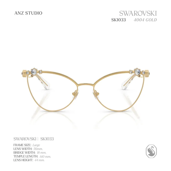 กรอบแว่นตา SWAROVSKI รุ่น SK1033 ทรง Cat Eye เฟรมโลหะประดับคริสตัล ของแท้ รับประกัน 2 ปี - Image 3