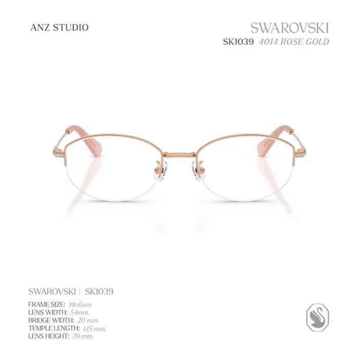 แว่นสายตา SWAROVSKI รุ่น SK1039 กรอบกึ่งไร้ขอบ Rose Gold Luxury Crystal Eyewear ของแท้ รับประกัน 2 ปี - Image 3