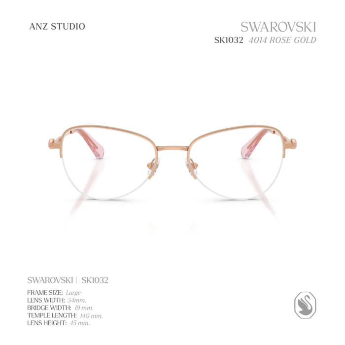 แว่นสายตา SWAROVSKI รุ่น SK1032 กรอบกึ่งไร้ขอบ Rose Gold Crystal Eyewear ของแท้ รับประกัน 2 ปี - Image 3