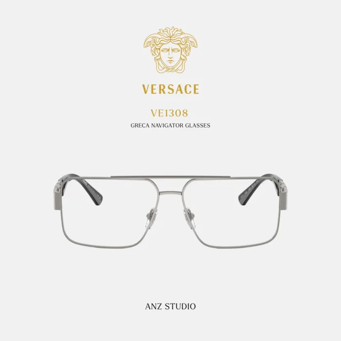 กรอบแว่นตา VERSACE รุ่น VE1308 ทรง Navigator Double Bridge Greca Iconic ของแท้ รับประกัน 2 ปี - Image 3