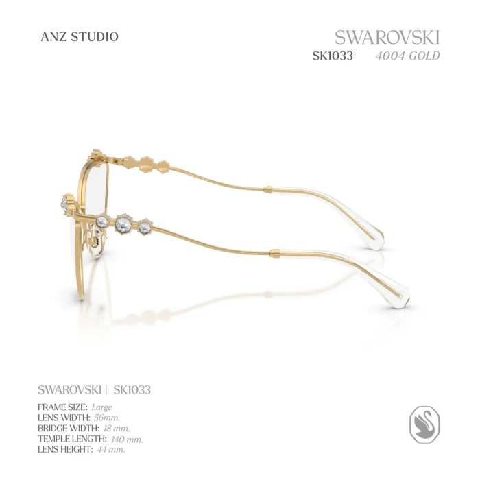 กรอบแว่นตา SWAROVSKI รุ่น SK1033 ทรง Cat Eye เฟรมโลหะประดับคริสตัล ของแท้ รับประกัน 2 ปี - Image 4
