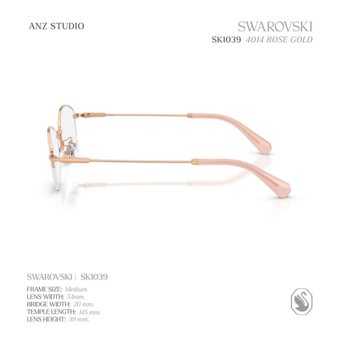 แว่นสายตา SWAROVSKI รุ่น SK1039 กรอบกึ่งไร้ขอบ Rose Gold Luxury Crystal Eyewear ของแท้ รับประกัน 2 ปี - Image 4