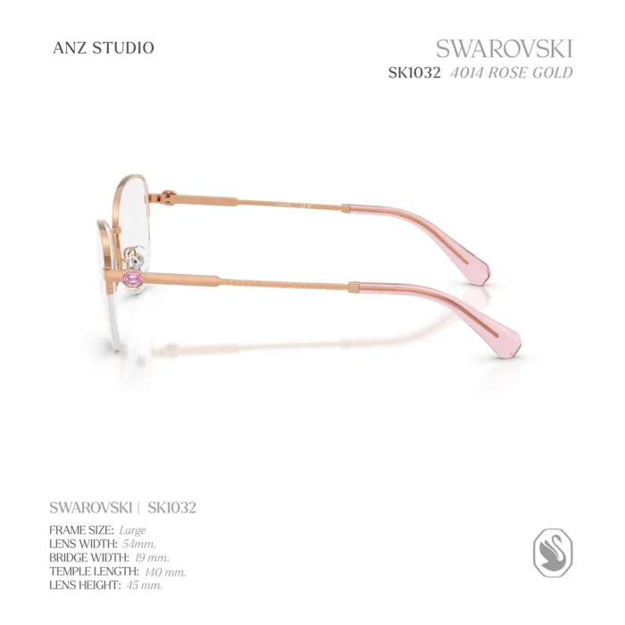 แว่นสายตา SWAROVSKI รุ่น SK1032 กรอบกึ่งไร้ขอบ Rose Gold Crystal Eyewear ของแท้ รับประกัน 2 ปี - Image 4