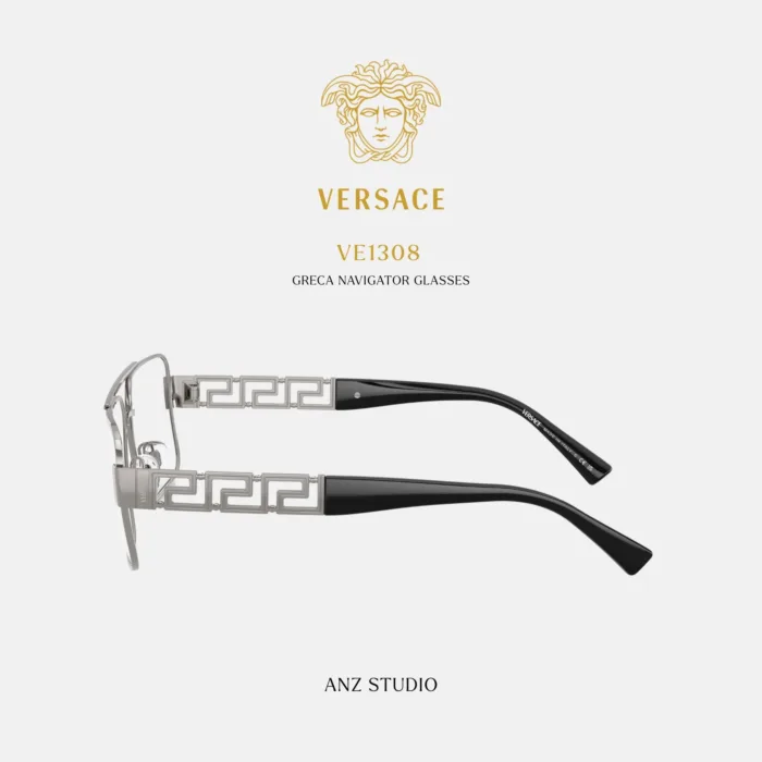 กรอบแว่นตา VERSACE รุ่น VE1308 ทรง Navigator Double Bridge Greca Iconic ของแท้ รับประกัน 2 ปี - Image 4