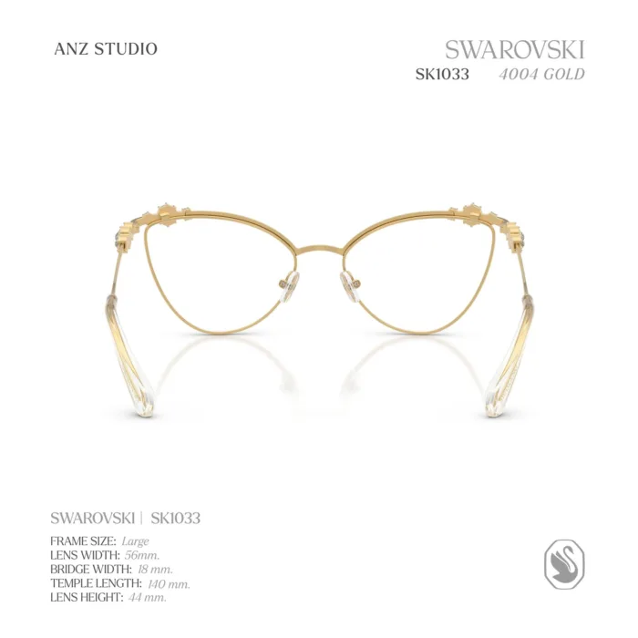 กรอบแว่นตา SWAROVSKI รุ่น SK1033 ทรง Cat Eye เฟรมโลหะประดับคริสตัล ของแท้ รับประกัน 2 ปี - Image 5