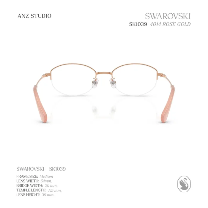 แว่นสายตา SWAROVSKI รุ่น SK1039 กรอบกึ่งไร้ขอบ Rose Gold Luxury Crystal Eyewear ของแท้ รับประกัน 2 ปี - Image 5