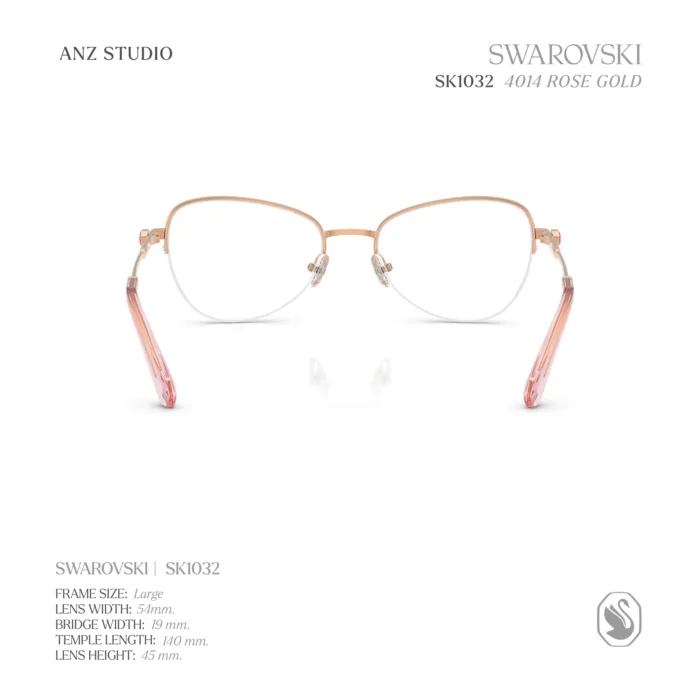 แว่นสายตา SWAROVSKI รุ่น SK1032 กรอบกึ่งไร้ขอบ Rose Gold Crystal Eyewear ของแท้ รับประกัน 2 ปี - Image 5