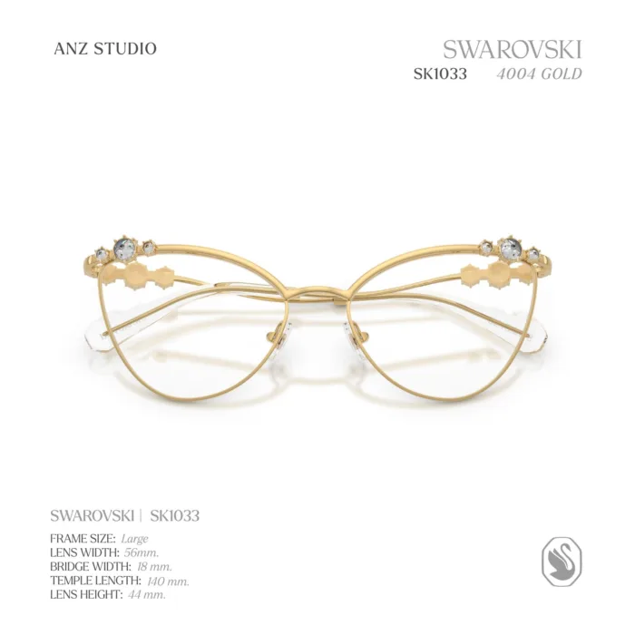 กรอบแว่นตา SWAROVSKI รุ่น SK1033 ทรง Cat Eye เฟรมโลหะประดับคริสตัล ของแท้ รับประกัน 2 ปี - Image 6