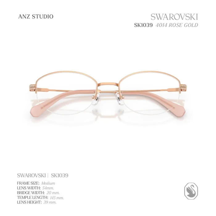แว่นสายตา SWAROVSKI รุ่น SK1039 กรอบกึ่งไร้ขอบ Rose Gold Luxury Crystal Eyewear ของแท้ รับประกัน 2 ปี - Image 6