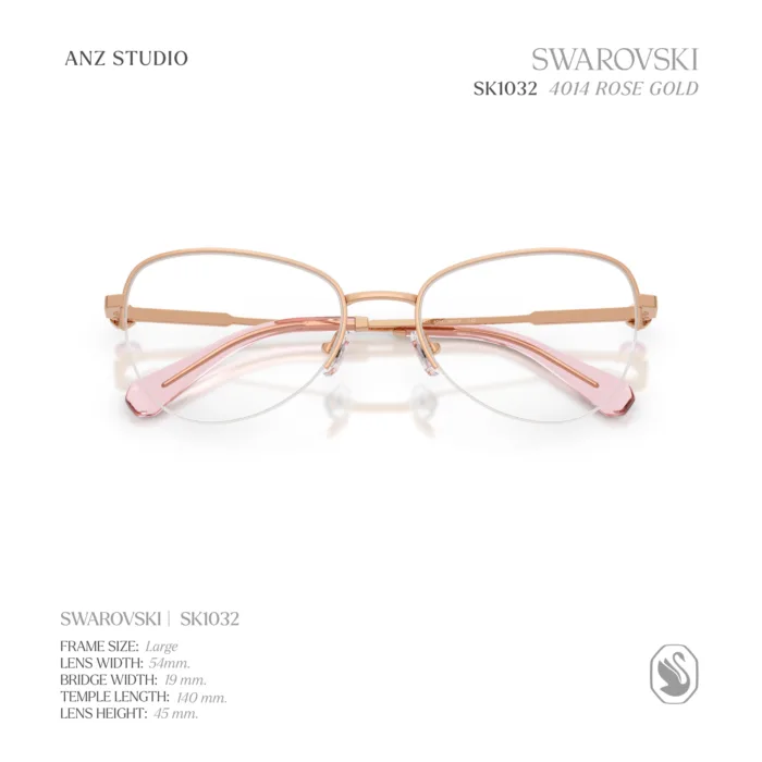 แว่นสายตา SWAROVSKI รุ่น SK1032 กรอบกึ่งไร้ขอบ Rose Gold Crystal Eyewear ของแท้ รับประกัน 2 ปี - Image 6