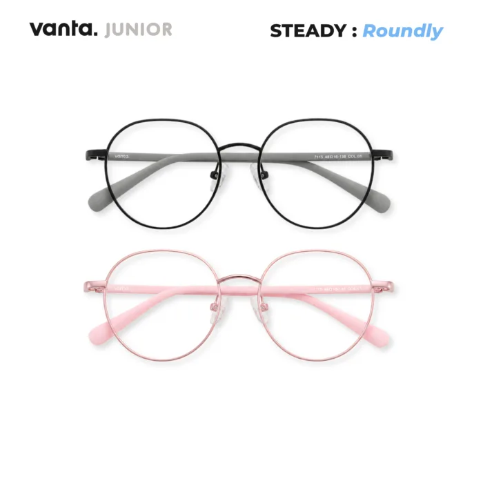 แว่นตากรองแสงสีฟ้า vanta.  STEADY Roundly กรอบ Alloy ผสาน Silicone น้ำหนักเบา Air Cushion ใส่สบาย ถนอมสายตา - Image 2
