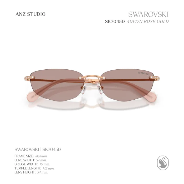 แว่นกันแดด SWAROVSKI รุ่น SK7045D กรอบเจาะเลนส์ไร้ขอบ ดีไซน์ Luxury Crystal Sunglasses ของแท้ รับประกัน 2 ปี - Image 7