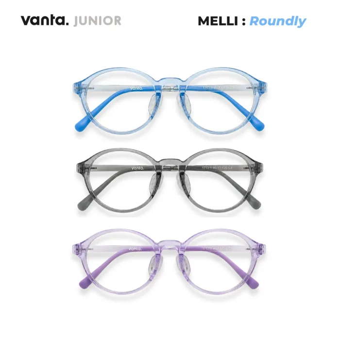 แว่นตากรองแสงสีฟ้าเด็ก vanta. MELLI Roundly กรอบ TR90 น้ำหนักเบา ใส่สบาย ถนอมสายตา - Image 3