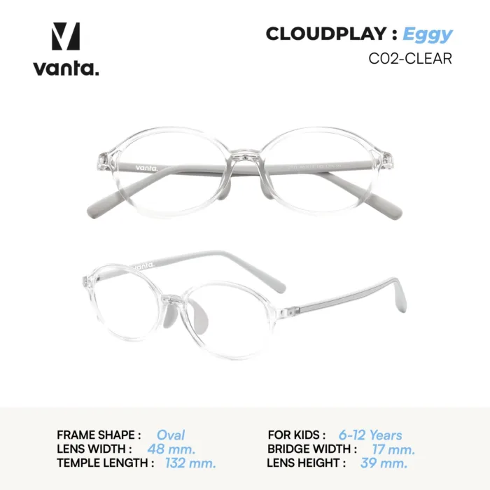 แว่นตากรองแสงสีฟ้าเด็ก vanta. CLOUDPLAY Eggy กรอบ TR90 น้ำหนักเบา ใส่สบาย ถนอมสายตา - Image 6